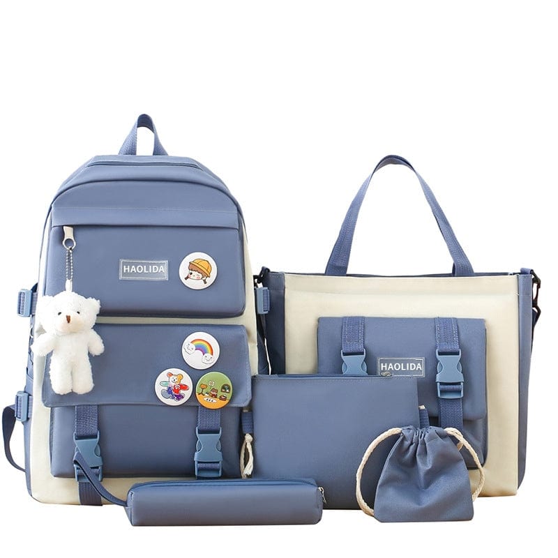 🎒 Ensemble Scolaire 5 en 1 – Sac à Dos Multifonction & Accessoires Inclus