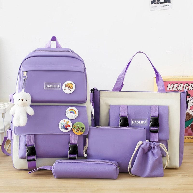🎒 Ensemble Scolaire 5 en 1 – Sac à Dos Multifonction & Accessoires Inclus