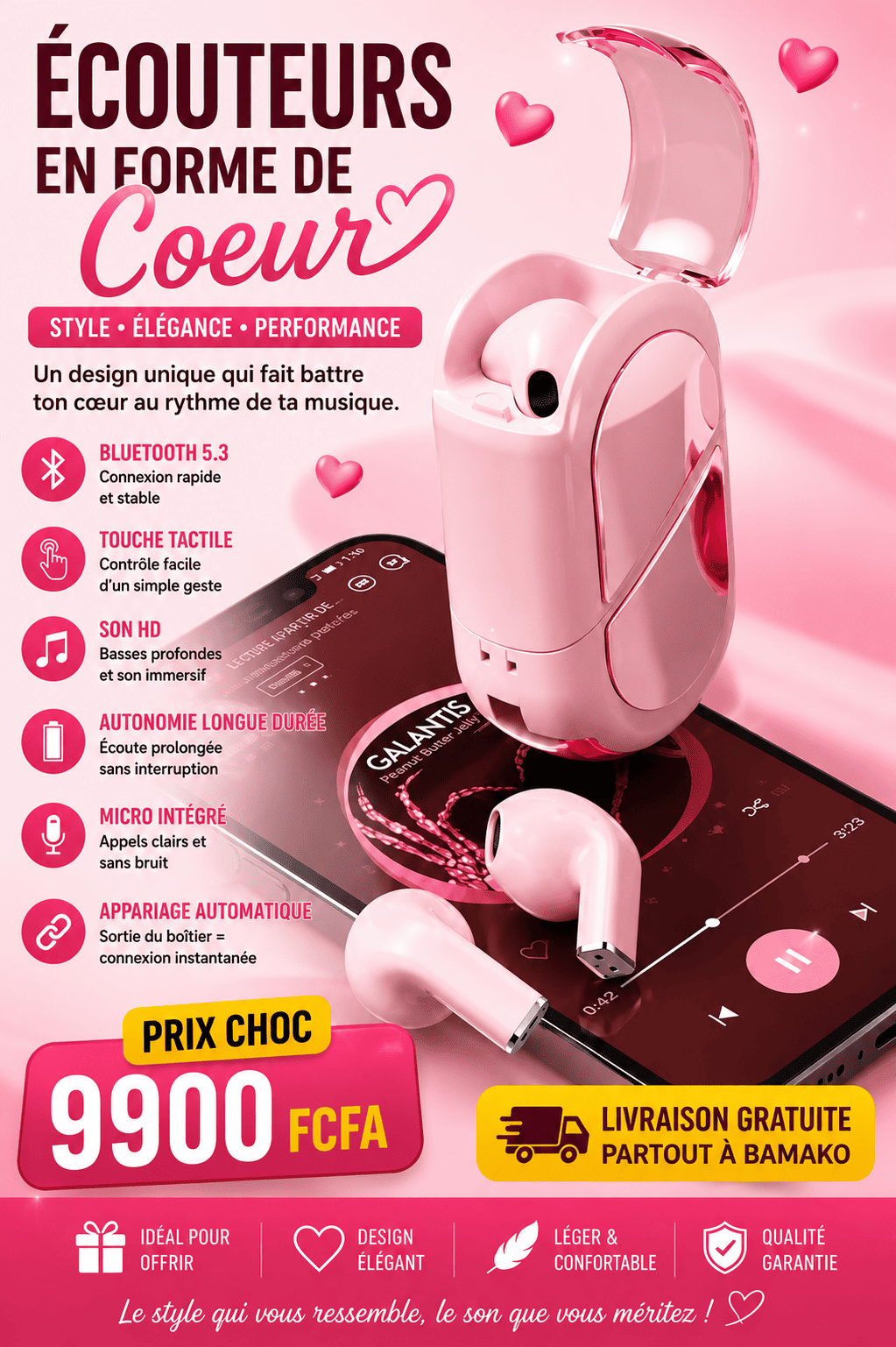 Africa Online Store Nouveau écouteur 2026 en forme de coeur ❤️ Nouveau écouteur 2026 en forme de coeur ❤️