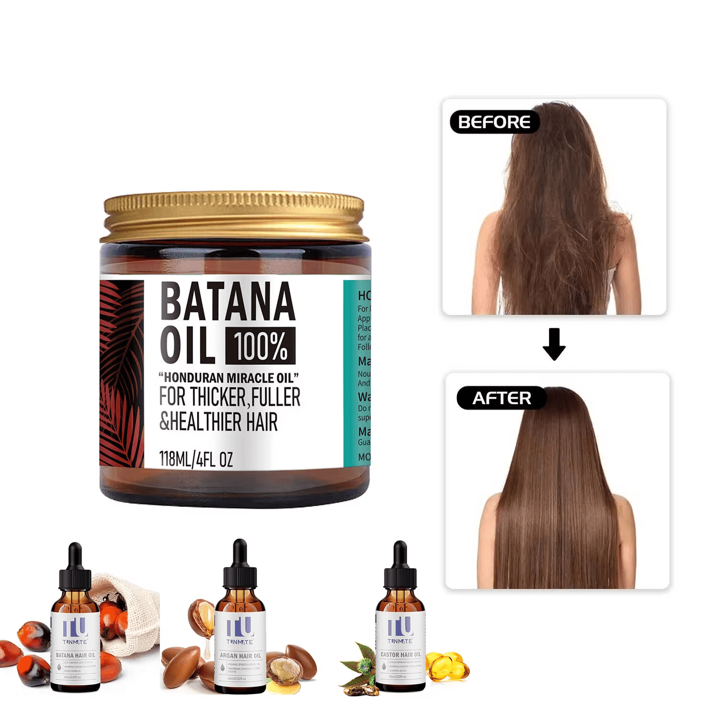 🌿 Huile de Batana – Le secret ancestral pour des cheveux forts et sublimes !