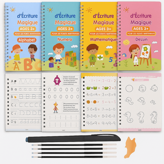 4 Cahiers Magiques 3D Réutilisables📚 + 5 Stylos , L'ultime ultime d'apprentissage pour vos enfants