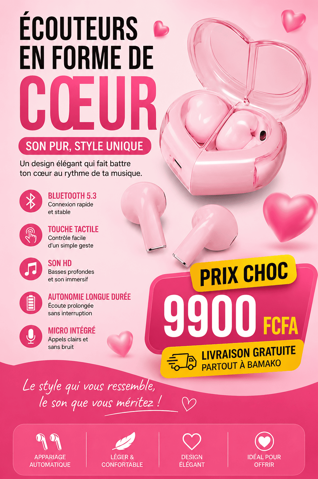Africa Online Store Nouveau écouteur 2026 en forme de coeur ❤️ Nouveau écouteur 2026 en forme de coeur ❤️