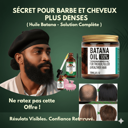 🧔‍♂️🔥 Kit Batana Homme – Anti-Calvitie & Boosteur de Barbe