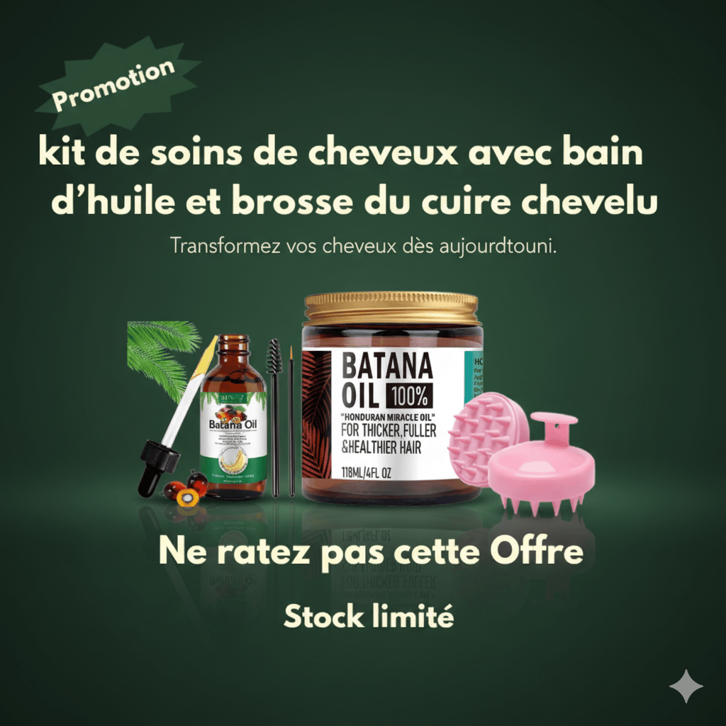 🌿Kit de soins de cheveux avec bain d'huile et brosse de massage du cuir chevelu.