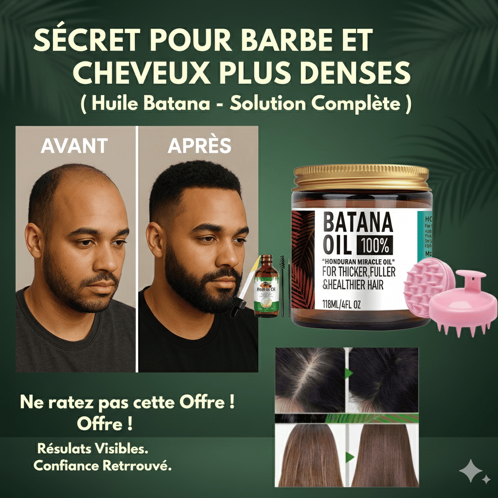🧔‍♂️🔥 Kit Batana Homme – Anti-Calvitie & Boosteur de Barbe